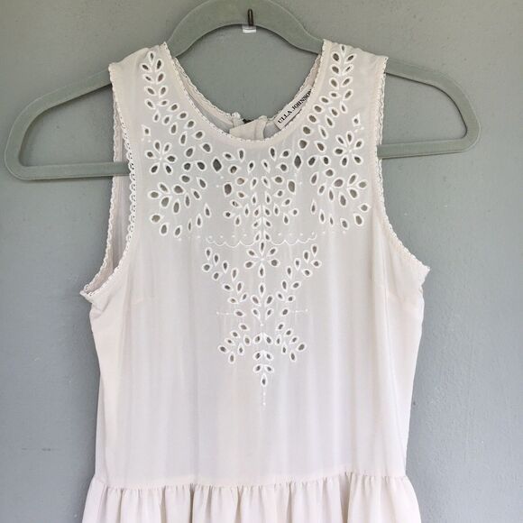Ulla Johnson Silk Dress Women 2 Beige Eyelet Lace Midi Romantic Feminine Fairy - Picture 3 of 15